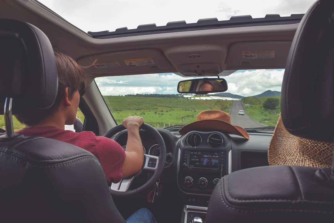 A car travelling on an open road
